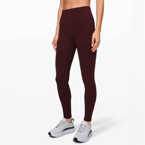 Invigorate Legging with pockets. 25” inseam .Burgundy ‘Cassie’